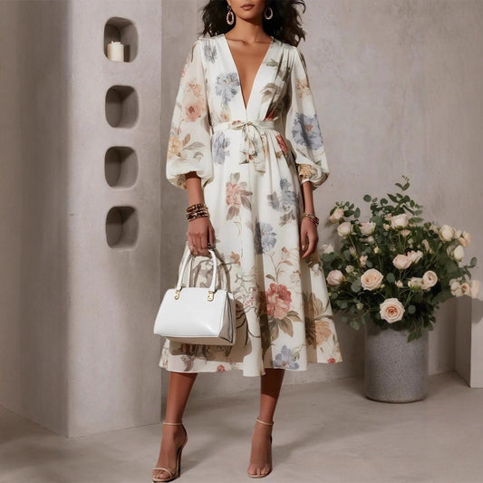 Fashionable Elegant Lantern Sleeve Dress For Women