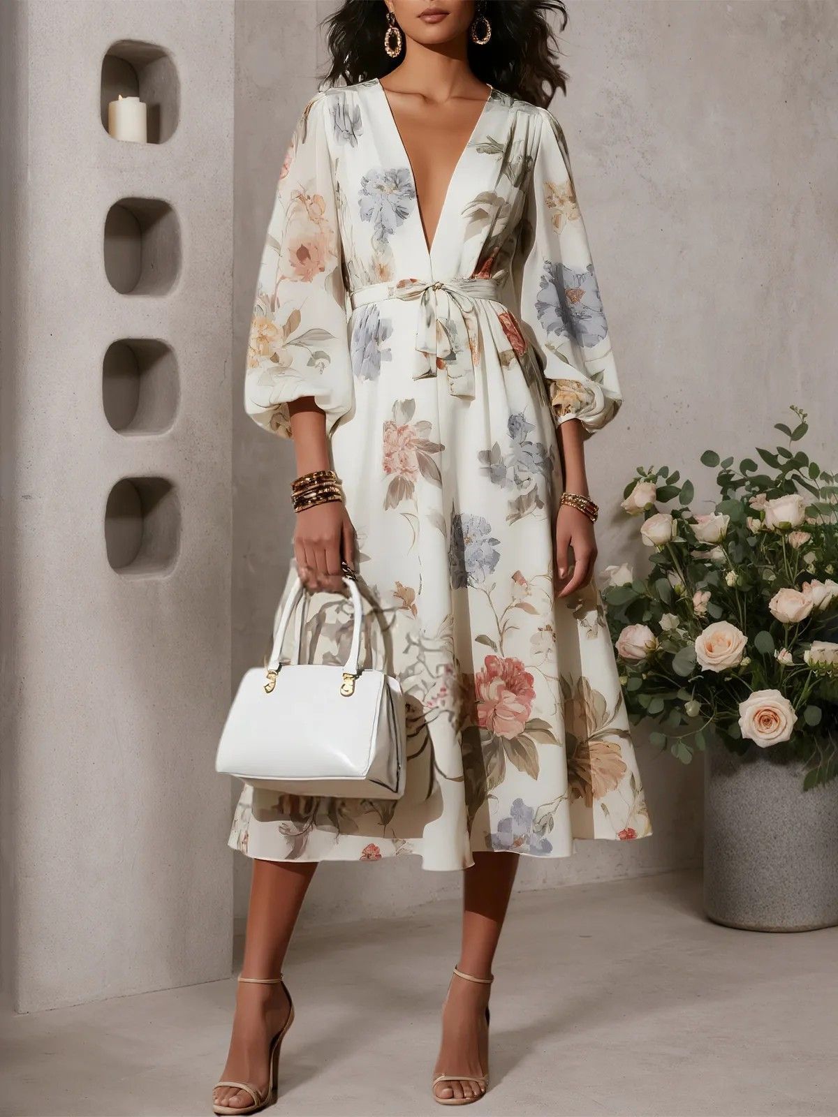 Fashionable Elegant Lantern Sleeve Dress For Women